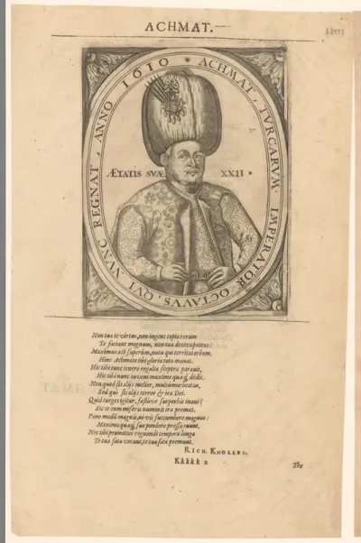 Portret van sultan Ahmed I op 22-jarige leeftijd