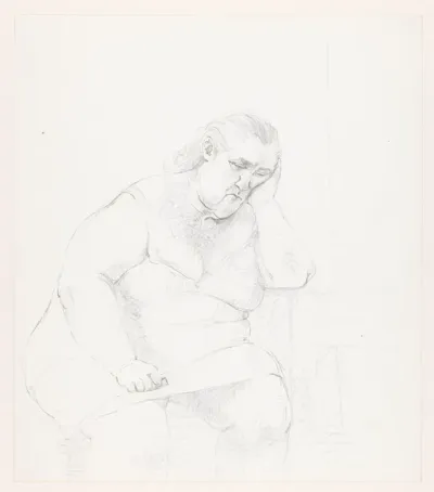 Portret van Tante Marie, zittend, met de linkerhand onder het hoofd
