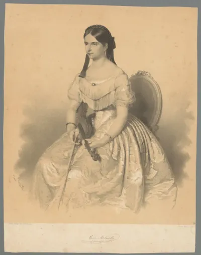 Portret van Teresa Milanollo met viool