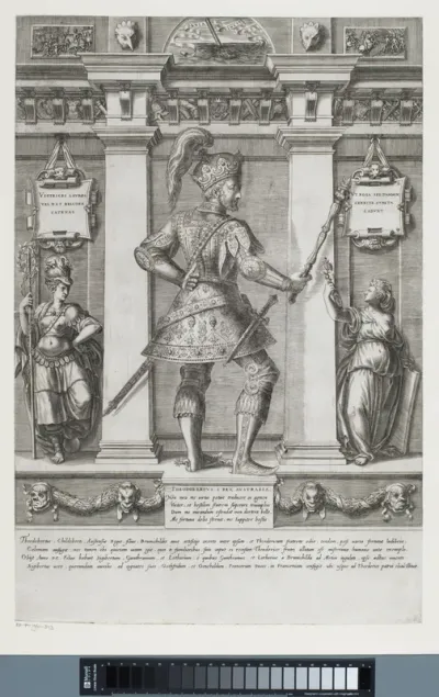 Portret van Theodobertus I, koning van Oostenrijk