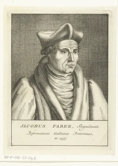 Portret van theoloog en humanist Jacques Lefèvre d'Étaples