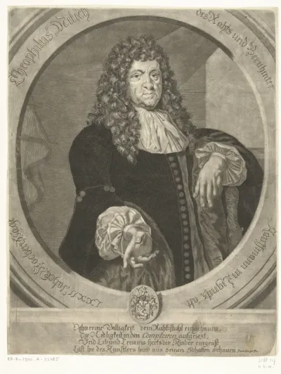 Portret van Theophilus Milich op 72-jarige leeftijd