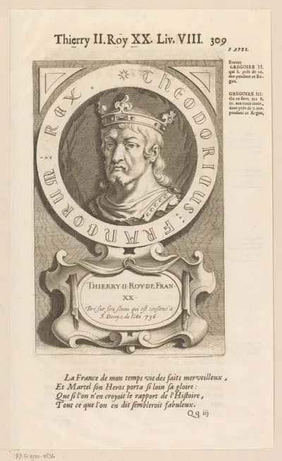 Portret van Theuderik III, koning van Neustrië en Austrasië