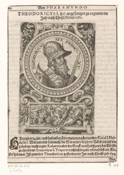 Portret van Theuderik III, koning van Neustrië en Austrasië