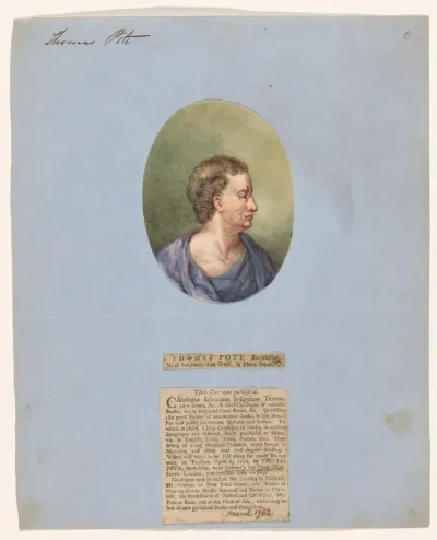 Portret van Thomas Pote, boekhandelaar en drukker te Eton en Londen