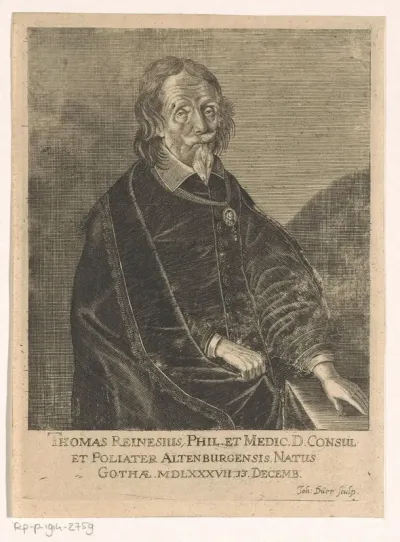 Portret van Thomas Reinesius op 73-jarige leeftijd