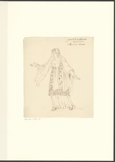 Portret van toneelspeelster Jacoba Wouters-Sardet in de rol van Josabeth