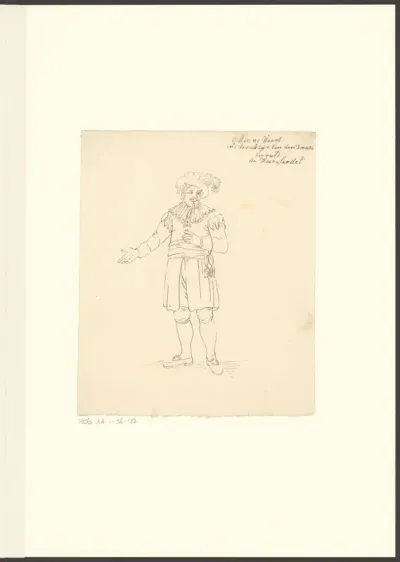 Portret van toneelspeler Dirk Sardet in de rol van Minnewaart