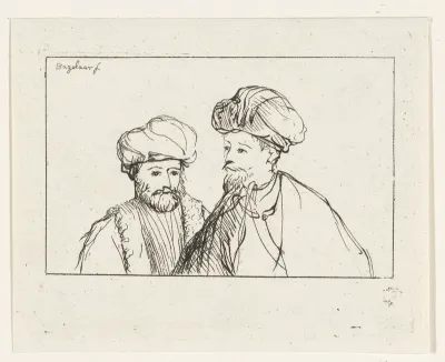 Portret van twee mannen met tulband
