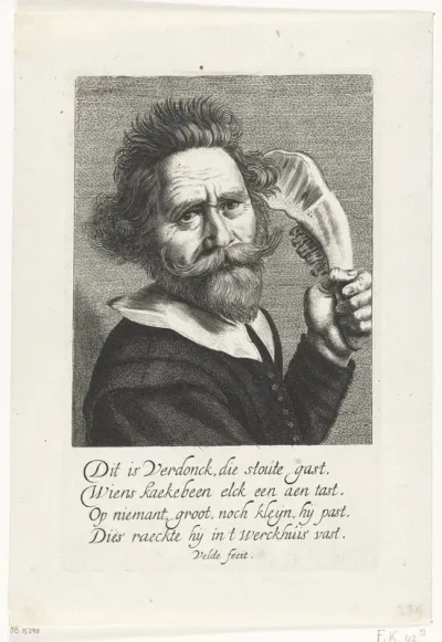 Portret van Verdonck, met ezelskaak
