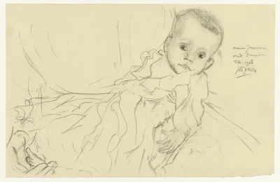 Portret van vijf maanden oude baby Annie Jurriaanse