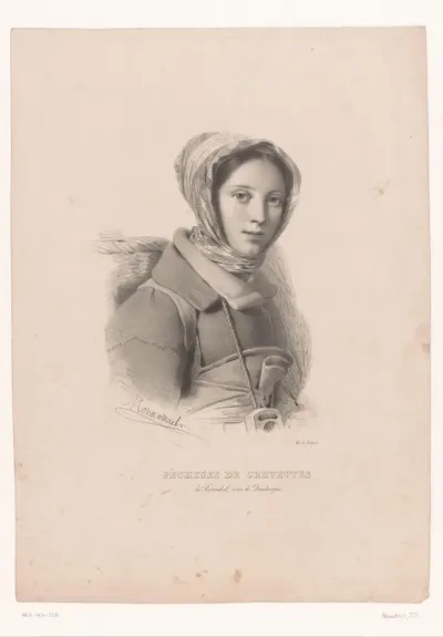 Portret van vrouwelijke garnalenvisser uit de omgeving van Duinkerke