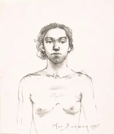 Portret van wegkijkende naakte vrouw