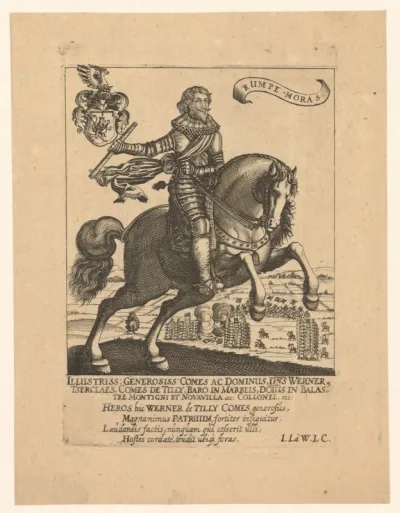Portret van Wenzel Werner T'Serclaes de Tilly te paard