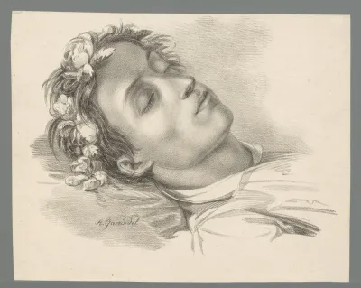 Portret van Wilhelm Bürde op zijn doodsbed