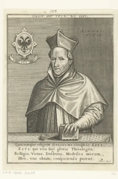 Portret van Willem Hessels van Est op 65-jarige leeftijd