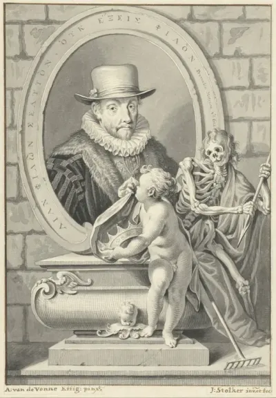 Portret van Willem I, prins van Oranje-Nassau, in een ovaal kader