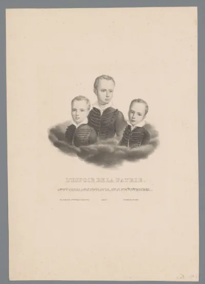 Portret van Willem III, Alexander I en Hendrik als kind