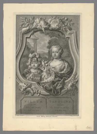 Portret van Willem V, prins van Oranje-Nassau, en Carolina, prinses van Oranje-Nassau