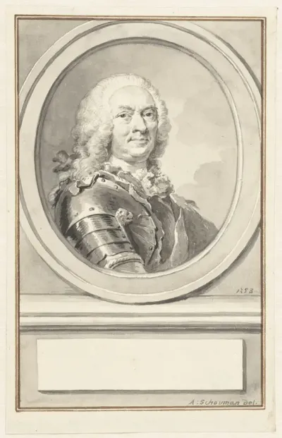 Portret van Willem VIII, landgraaf van Hessen-Kassel, in wapenrusting, naar rechts, in ovaal