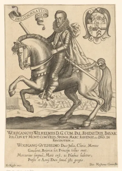 Portret van Wolfgang Wilhelm te paard