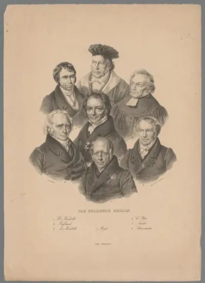 Portret van zeven geleerden uit Berlijn