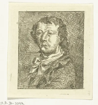 Portretbuste van een jonge man met witte das