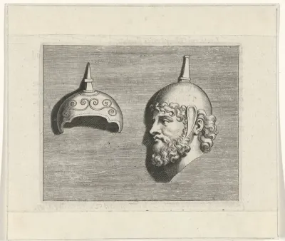 Portretbuste van man met helm