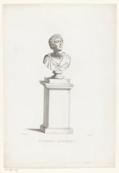 Portretbuste van schilder Andrea Appiani op een sokkel