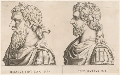 Portretbustes van Romeinse keizers Pertinax en Septimius Severus