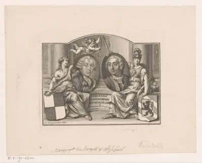 Portretmedaillons van Frederik III van Brandenburg-Bayreuth en Karel Willem Frederik van Brandenburg-Ansbach