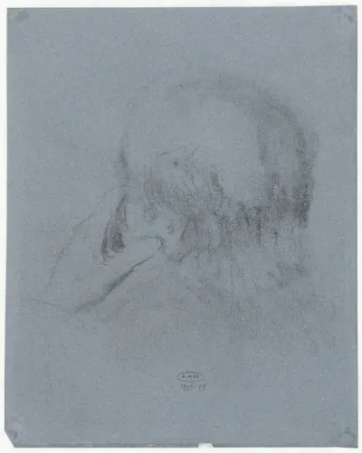Portretschets van Alphons Marie Antoine Joseph Grandmont, schuin van achteren