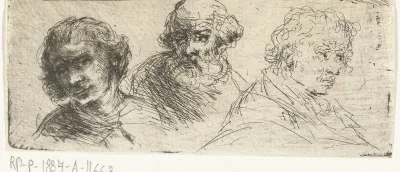 Portretstudie van drie mannen