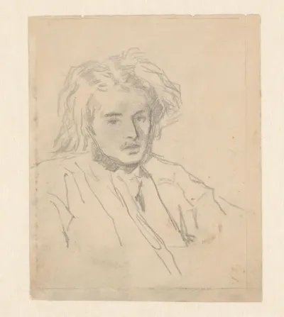 Portretstudie van een jonge man met wilde haardos