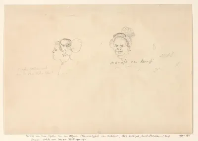 Portretstudie van twee zijden, van een Alfoer (Papoeatype) van het eiland Kobroor, Aru eilanden, Zuidoost-Molukken