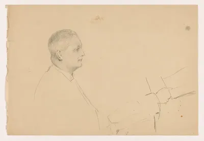 Portretstudies voor het (onvoltooide) schilderij van de Nederlandse rechtbank in Londen, juni 1942: Mr D.J. Sannes.