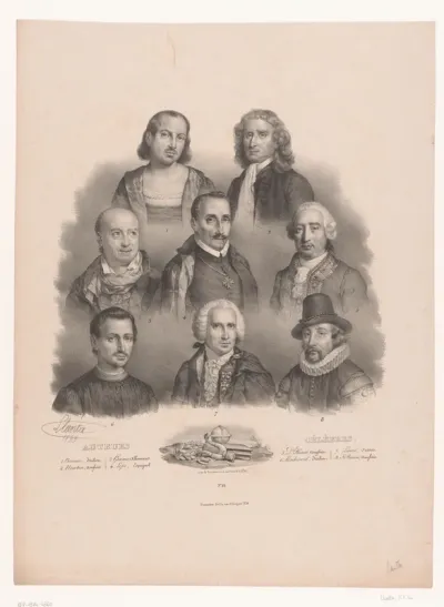 Portretten van acht beroemde schrijvers