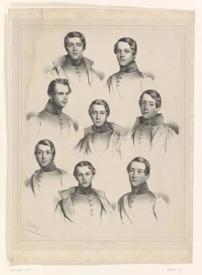 Portretten van acht onbekende jongemannen