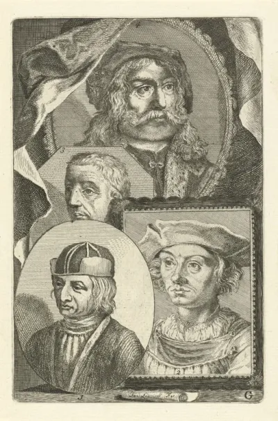 Portretten van Albert van Ouwater, Dieric Bouts, Rogier van der Weyden en Albrecht Dürer