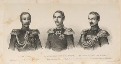 Portretten van Alexander von Lüders, Constantijn Nikolajevitsj van Rusland en Vladimir Aleksejevitsj Kornilov