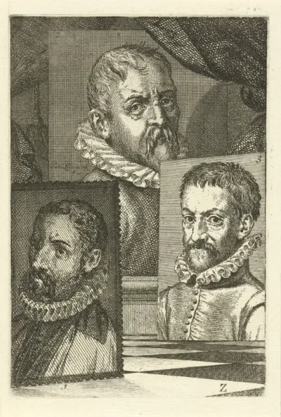Portretten van Anthonie Blocklandt, Dirck Barendsz. en Dominicus Lampsonius