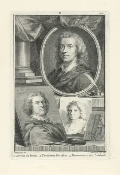 Portretten van Cornelis de Bruyn, Theodorus Netscher en Bonaventura van Overbeek
