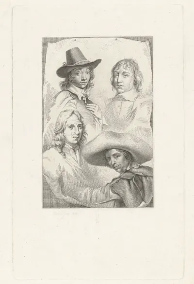 Portretten van Cornelis Visscher, Jan de Visscher, Richard Brakenburg en Quiringh Gerritsz. van Brekelenkam