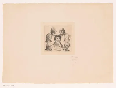 Portretten van Crébillon, Béranger, Gouffé, Clairville, Désaugiers, Laujon en Bernard