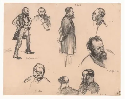 Portretten van de Kamerleden J.H.L. Haffmans, B.H. Heldt, R.P. Mees, Generaal A.E. Reuter, kapitein H. Seret en F. Lieftinck