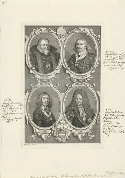 Portretten van Eric, Gregers, Niels en Otto Krabbe