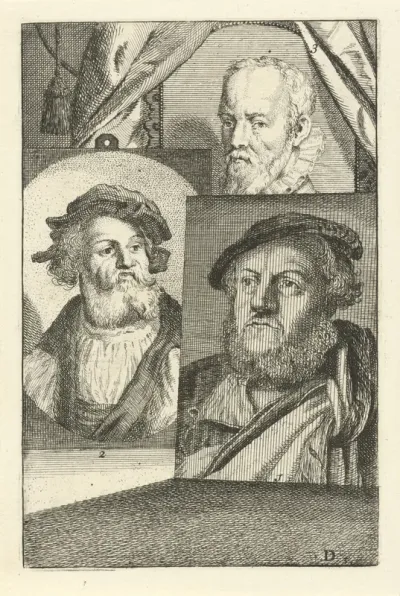 Portretten van Hans Sebald Beham, Lucas Cranach I en Gerard de Jode