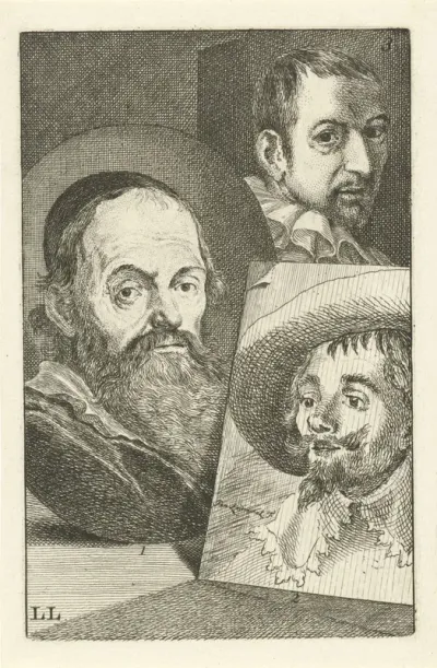 Portretten van Hendrick Goltzius, Hendrik Cornelisz Vroom en Cornelis Cornelisz. van Haarlem
