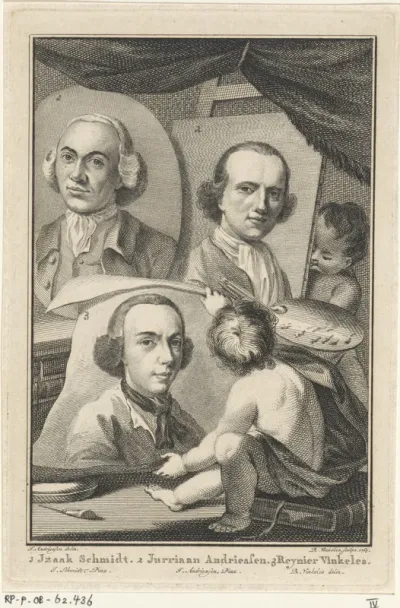 Portretten van Izaak Schmidt, Jurriaan Andriessen en Reinier Vinkeles