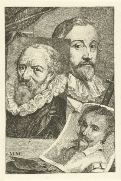 Portretten van Jacob Matham, Pieter de Jode I en Adam Elsheimer